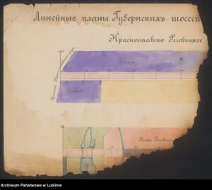Liniowy plan gubernialnych szosowych dróg w powiecie chełmskim, guberni lubelskiej